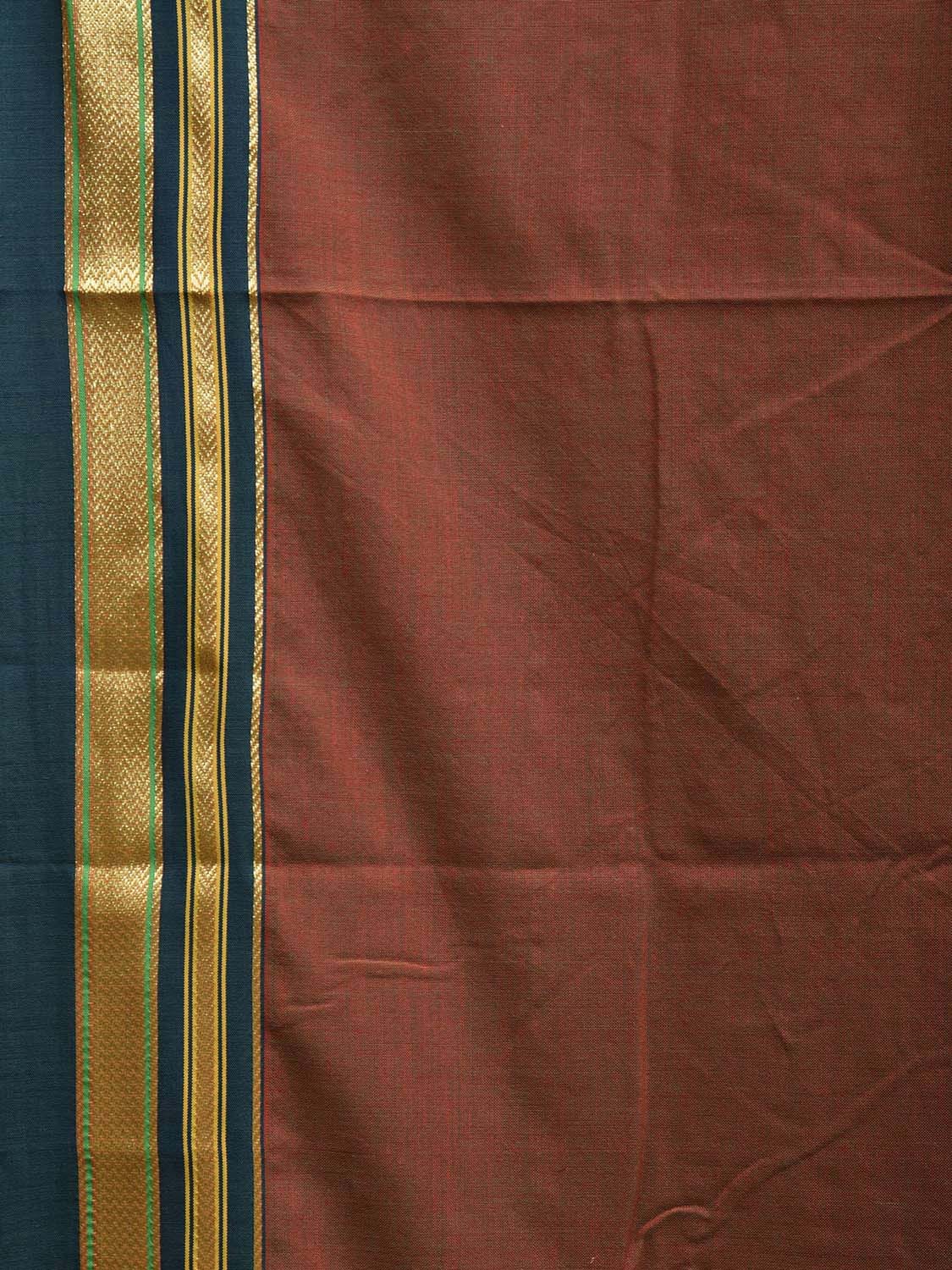 Brown and Purple Bamboo Cotton Plain Saree with Contrast Pallu Design No Blouse bc0614