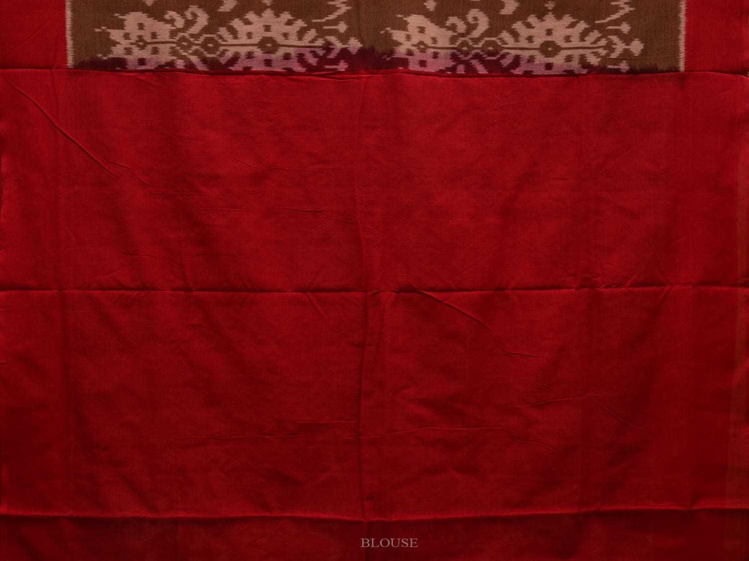 Brown and Red Pochampally Ikat Cotton Handloom Saree with All Over Design i0662