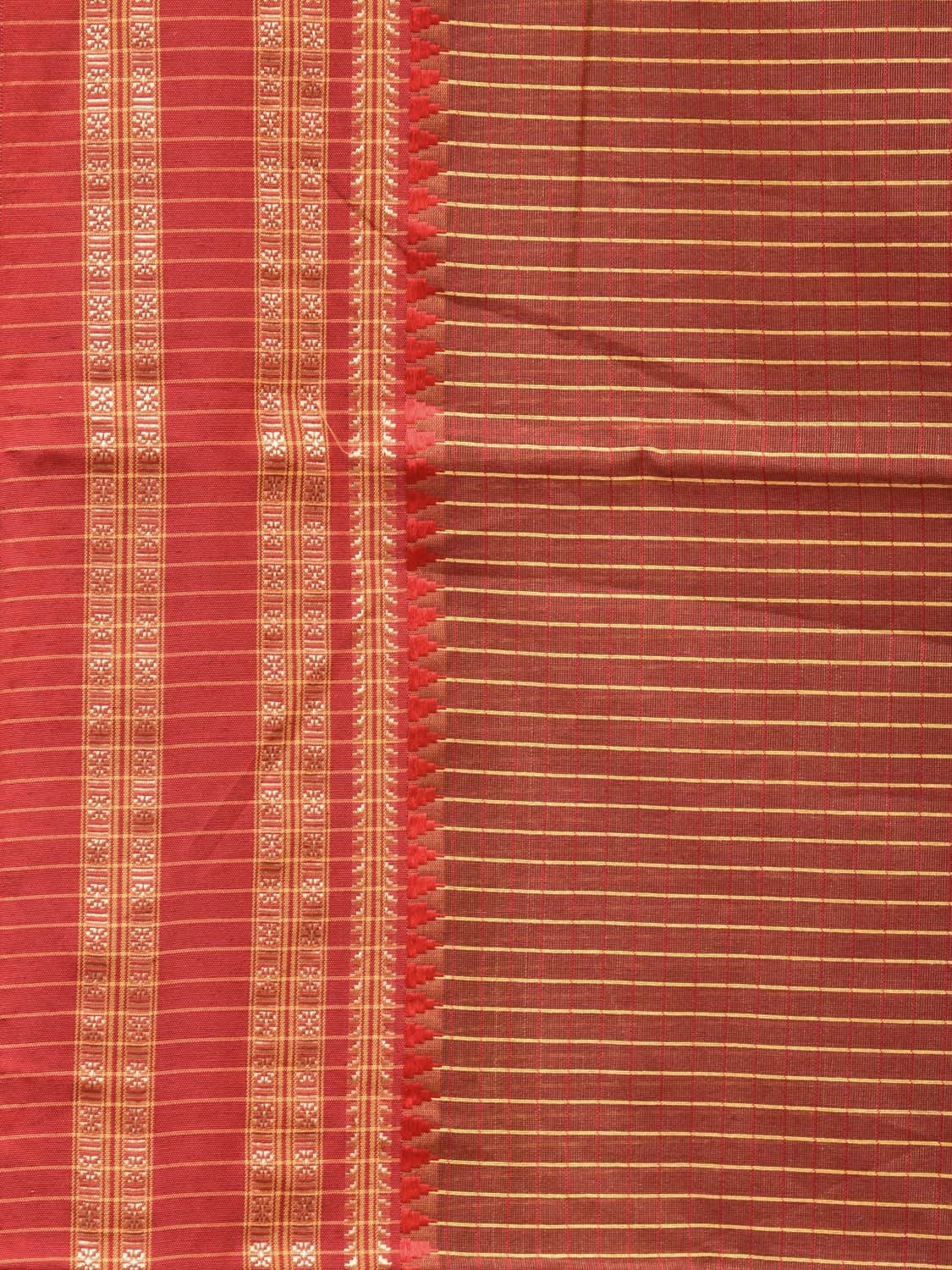 Brown and Rust Bamboo Cotton Saree with Checks Design No Blouse bc0164