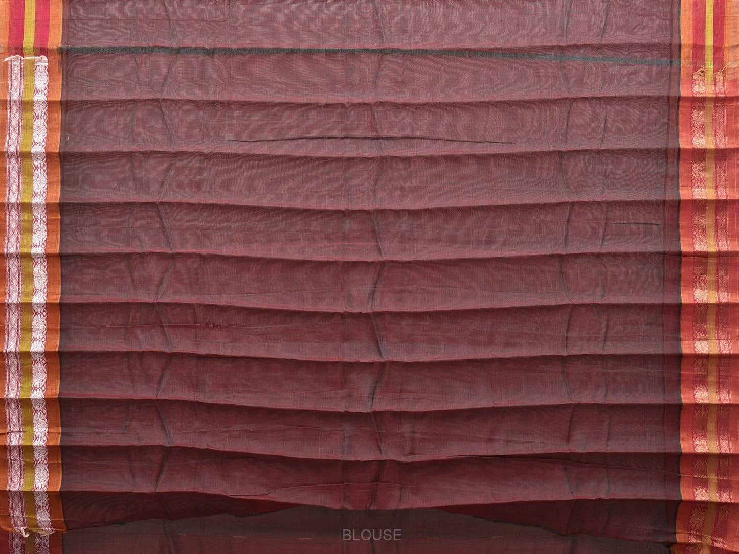 Brown and Rust Gadwal Silk Handloom Plain Saree with Border Design g0267