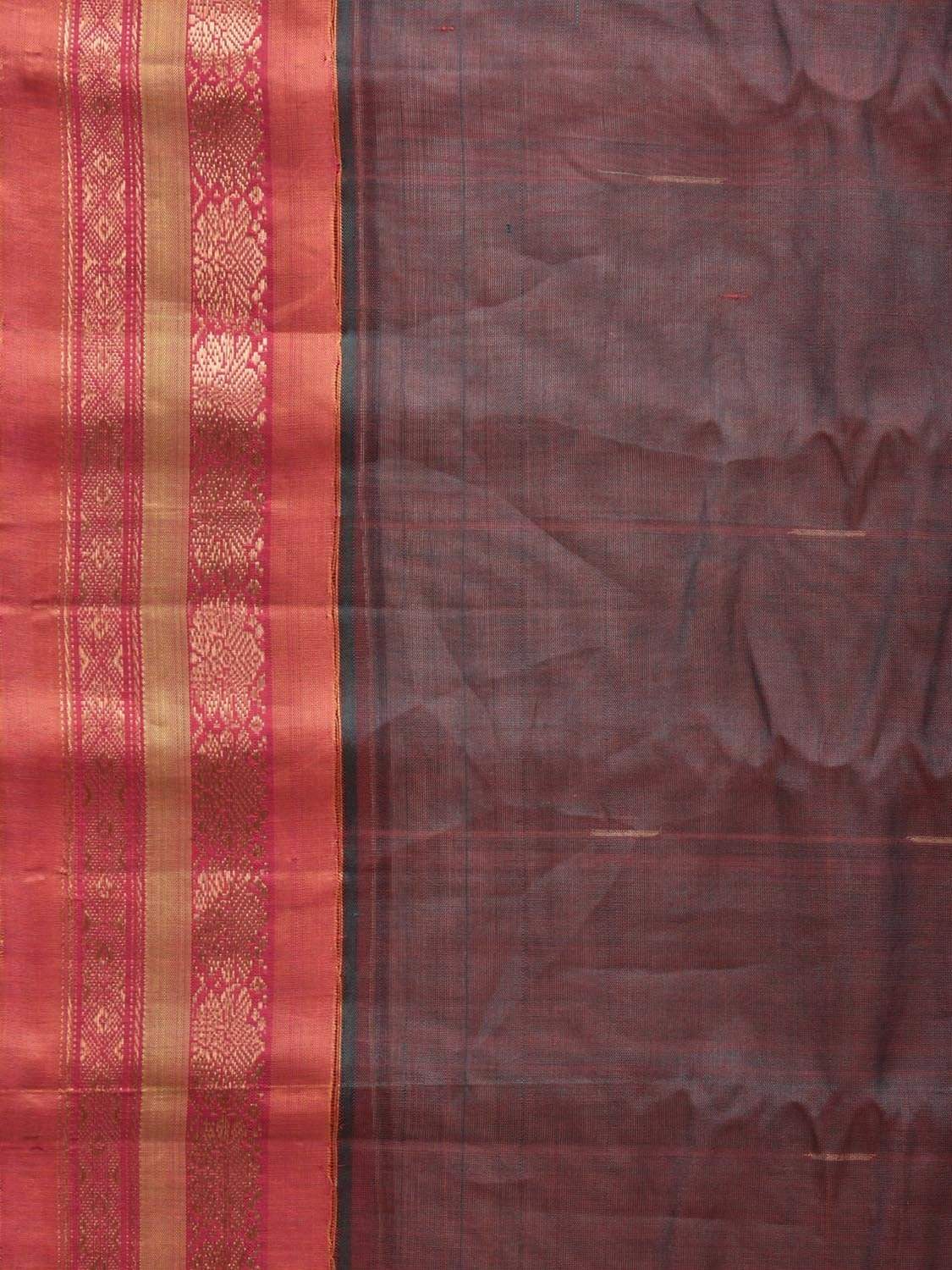 Brown and Rust Gadwal Silk Handloom Plain Saree with Border Design g0267