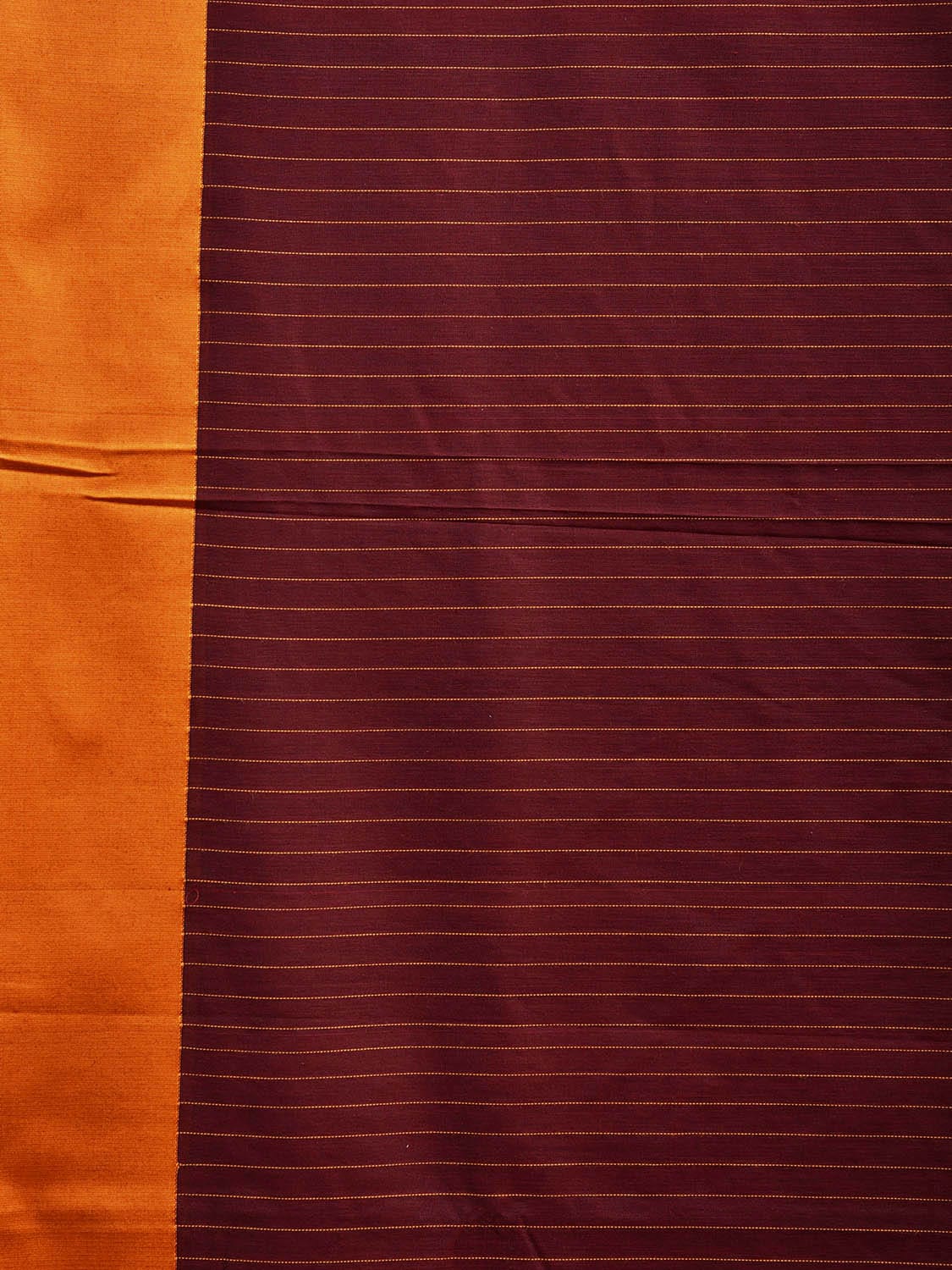 Brown and Yellow ilkal Cotton Viscose Saree with Strips Design o0522