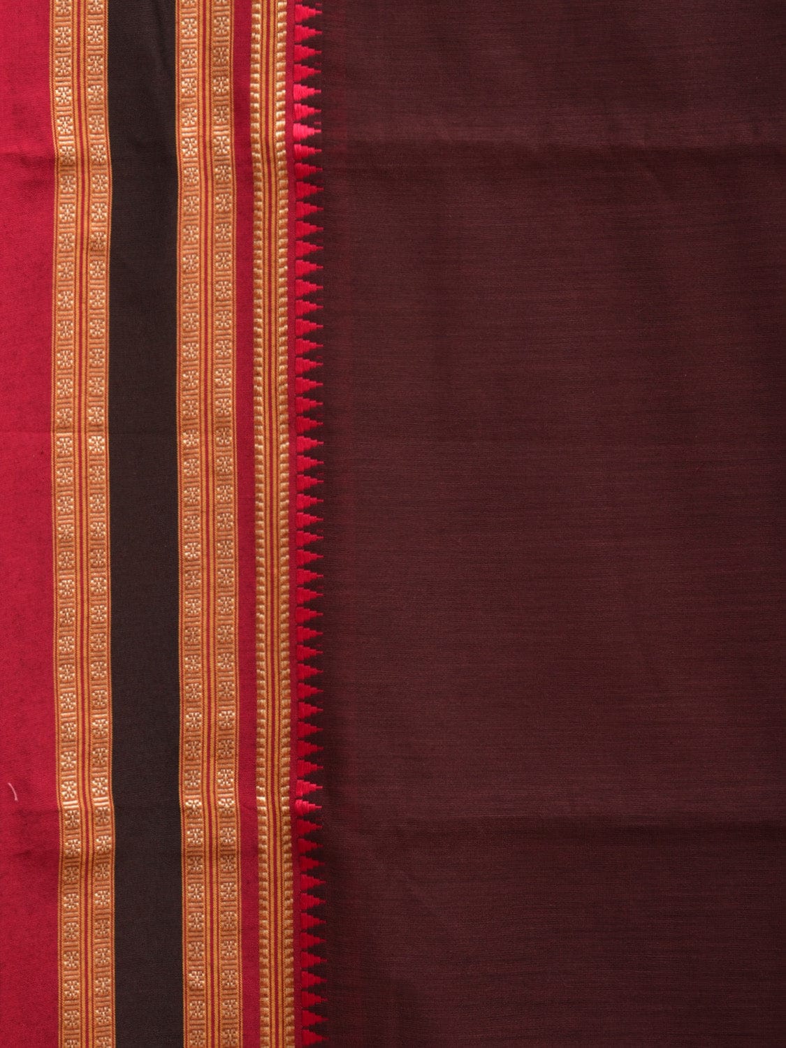 Brown Bamboo Cotton Plain Saree with Strips Pallu Design No Blouse bc0283