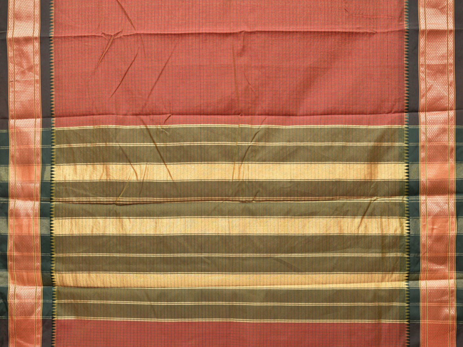 Brown Bamboo Cotton Saree with Checks Design bc0141