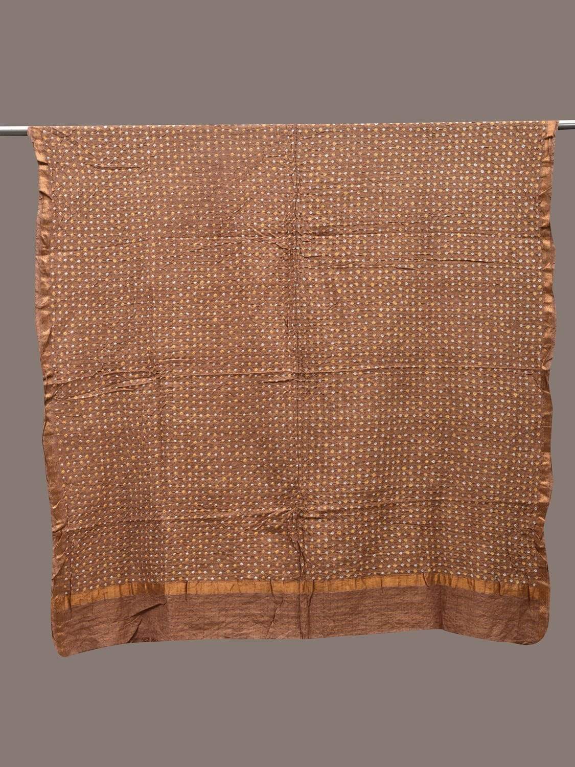 Brown Bandhani Cotton Handloom Dupatta with Zari Border Design ds2499