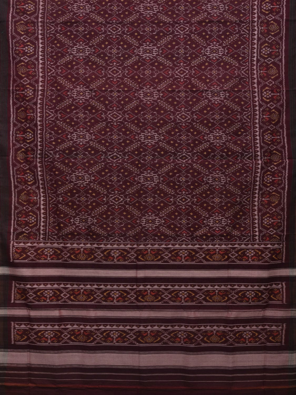 Brown Ikat Cotton Handloom Saree with All Over Design i0717