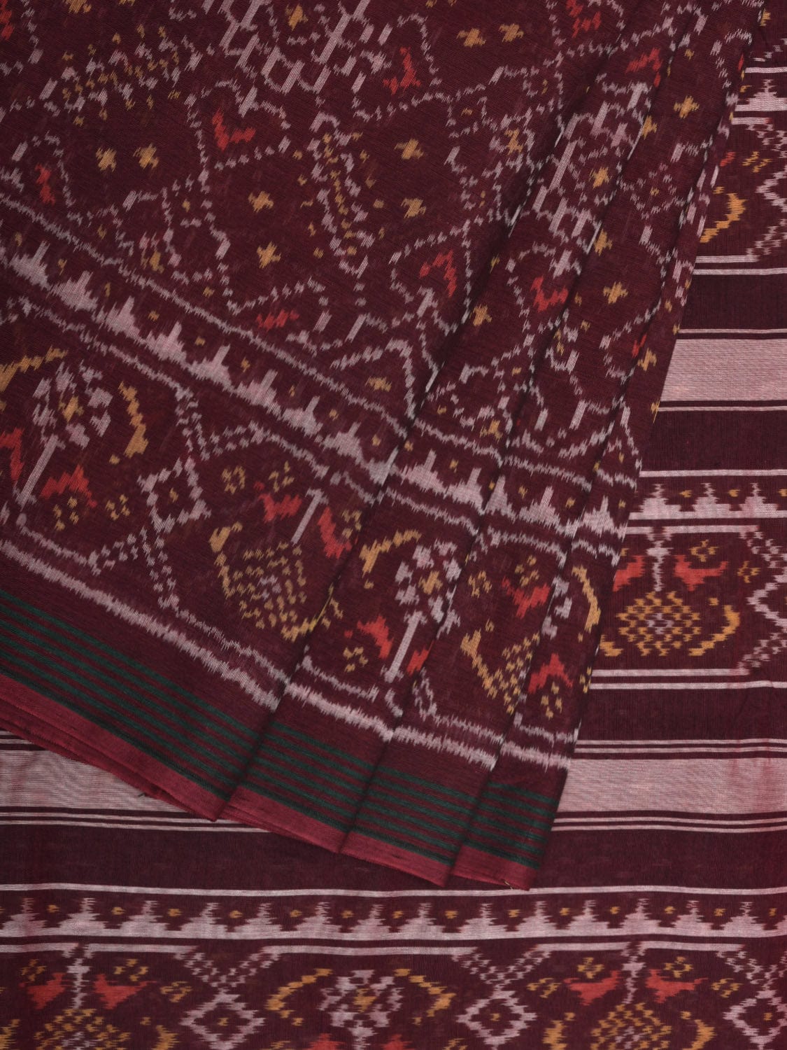 Brown Ikat Cotton Handloom Saree with All Over Design i0717