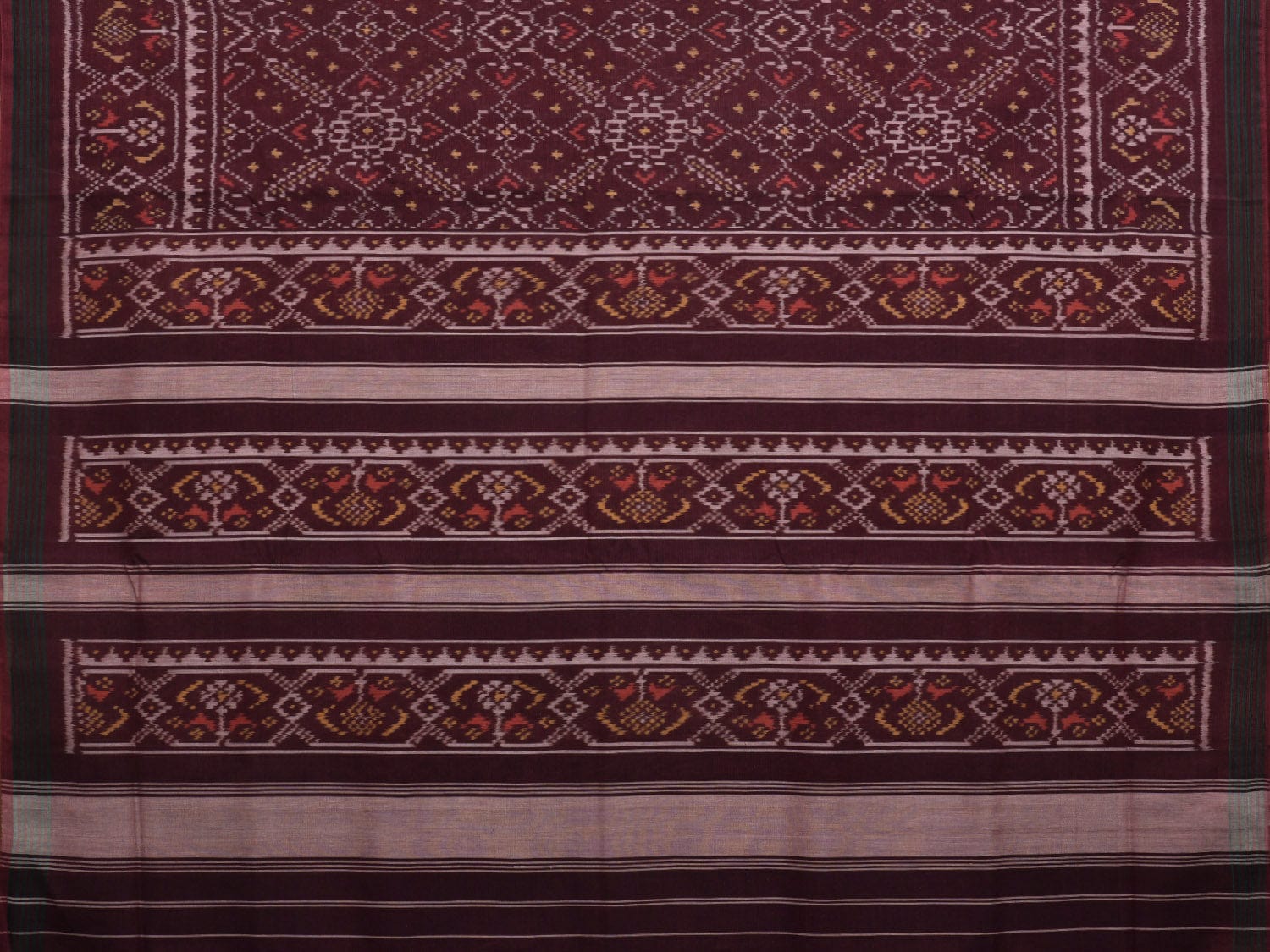 Brown Ikat Cotton Handloom Saree with All Over Design i0717