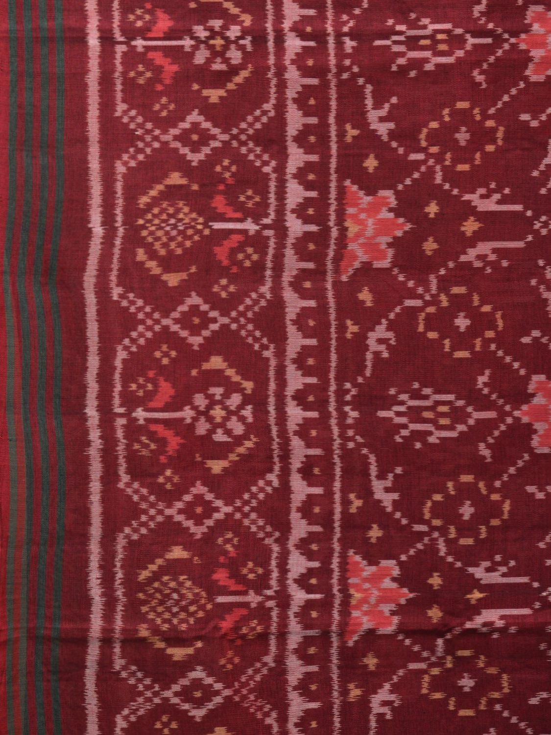 Brown Ikat Cotton Handloom Saree with Circle Design i0812