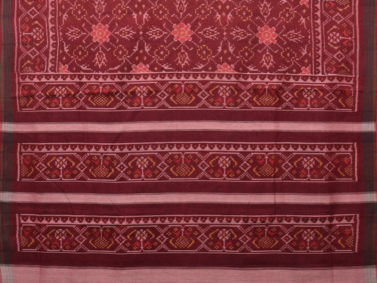 Brown Ikat Cotton Handloom Saree with Circle Design i0812