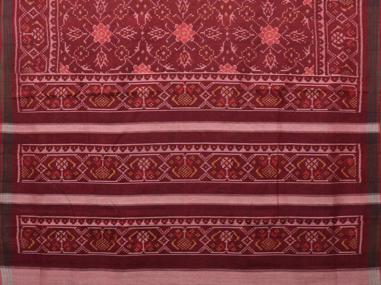 Brown Ikat Cotton Handloom Saree with Circle Design i0812