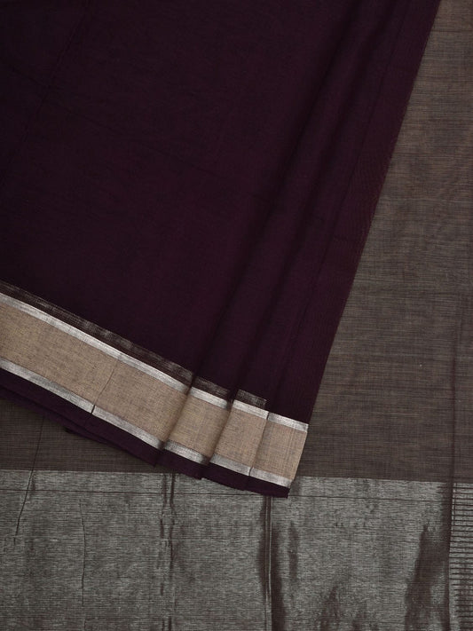 Brown Khadi Cotton Handloom Saree with Half-Half Temple Design kh0584