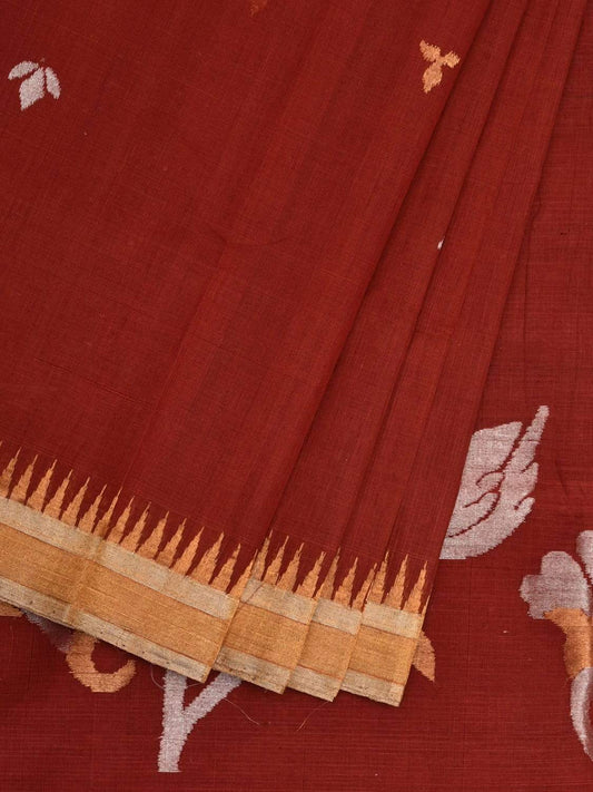 Brown Khadi Cotton Handloom Saree with Pallu Design kh0531