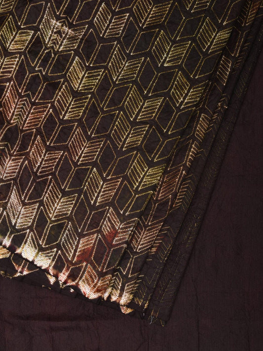 Brown Shibori Silk Handloom Saree with All Over Geometrical Design o0448