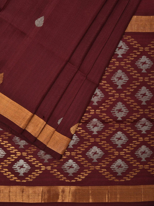 Brown Uppada Silk Handloom Saree with Bird and Jamdani Pallu Design u1999