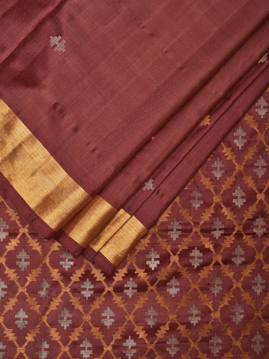Brown Uppada Silk Handloom Saree with Jamdani Pallu Design u1997