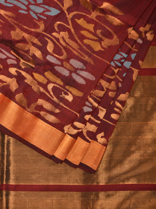 Brown Uppada Silk Handloom Saree with One Side Border Design u2047