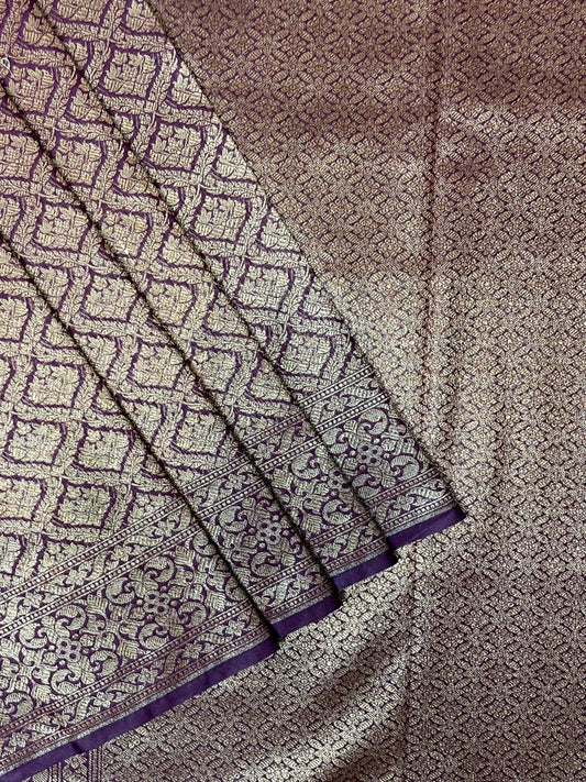 Burgundy Antique Zari Banaras Katan Intricate Allover Brocade Saree with   Border and Pallu Design b0308ds