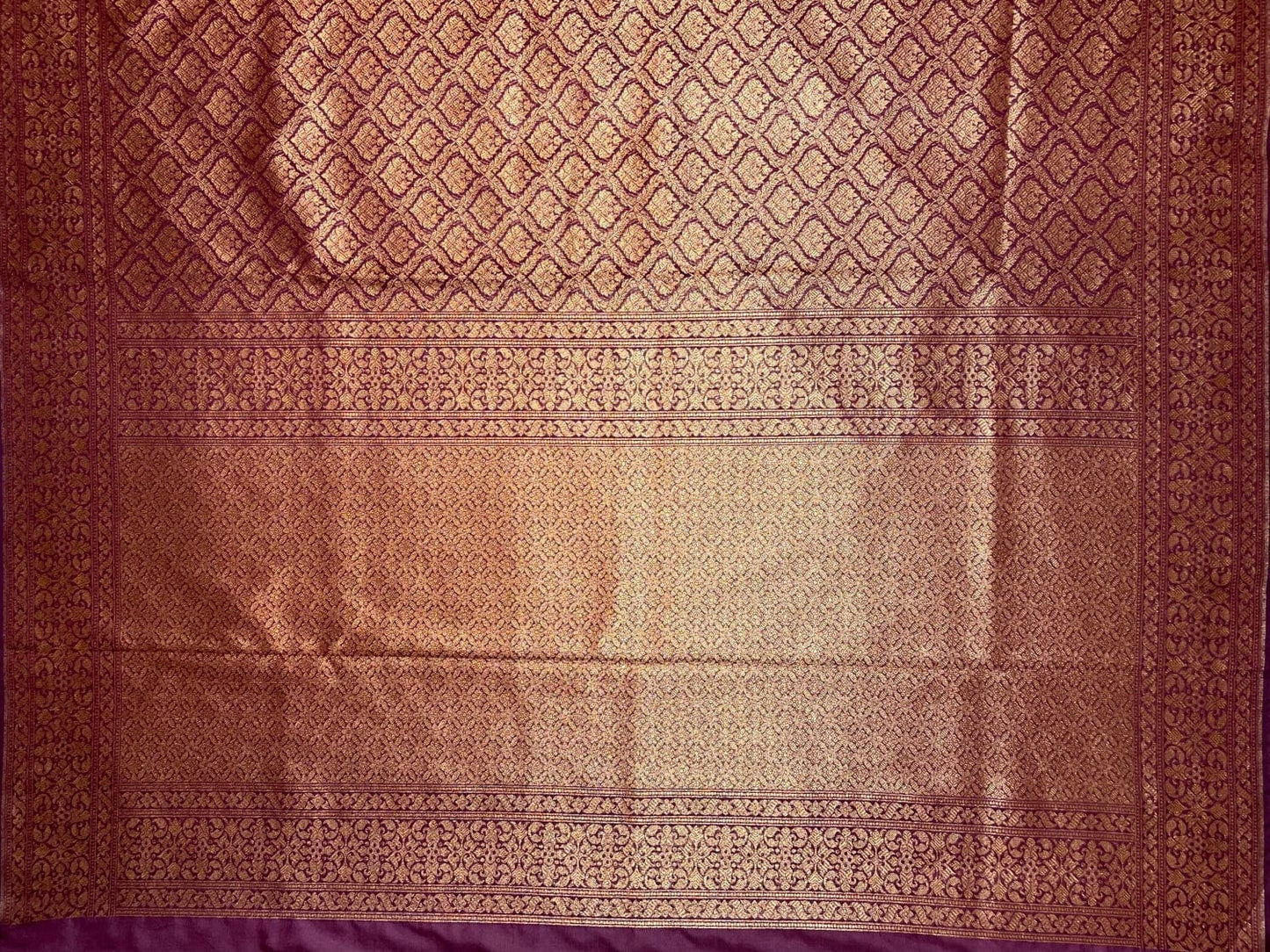 Burgundy Antique Zari Banaras Katan Intricate Allover Brocade Saree with   Border and Pallu Design b0308ds
