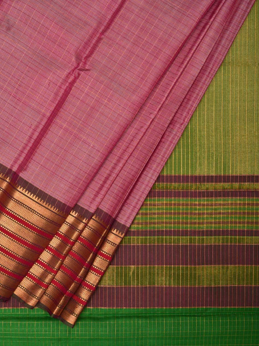 Burgundy Gadwal Silk Handloom Saree with Strips Pallu Design g0271