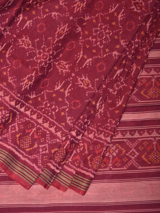 Burgundy Pochampally Single Ikat Cotton Handloom Saree with All Over Design i0745