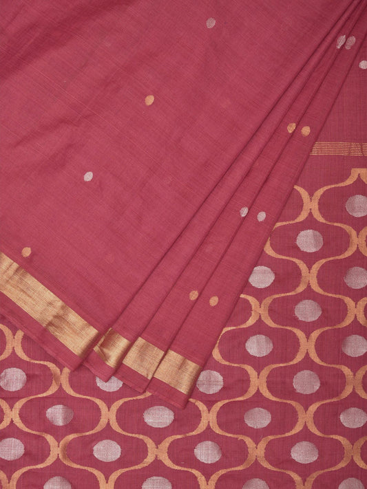 Burgundy Uppada Cotton Handloom Saree with Grill Pallu Design u2017
