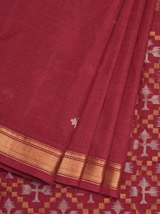 Burgundy Uppada Cotton Handloom Saree with Jamdani Pallu Design u1817