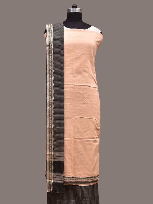 Cream and Black Blue Bamboo Cotton Dress Material with Strips Dupatta and Plain Top Strips Bottom Design dm0042