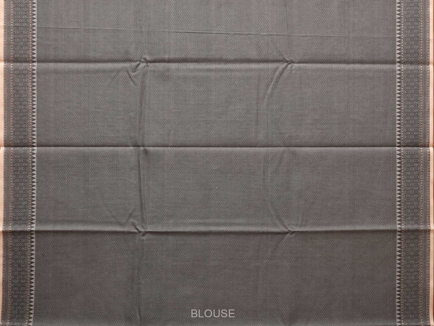 Cream and Black Cut Work Sico Cotton Saree with All Over and Border Design o0415