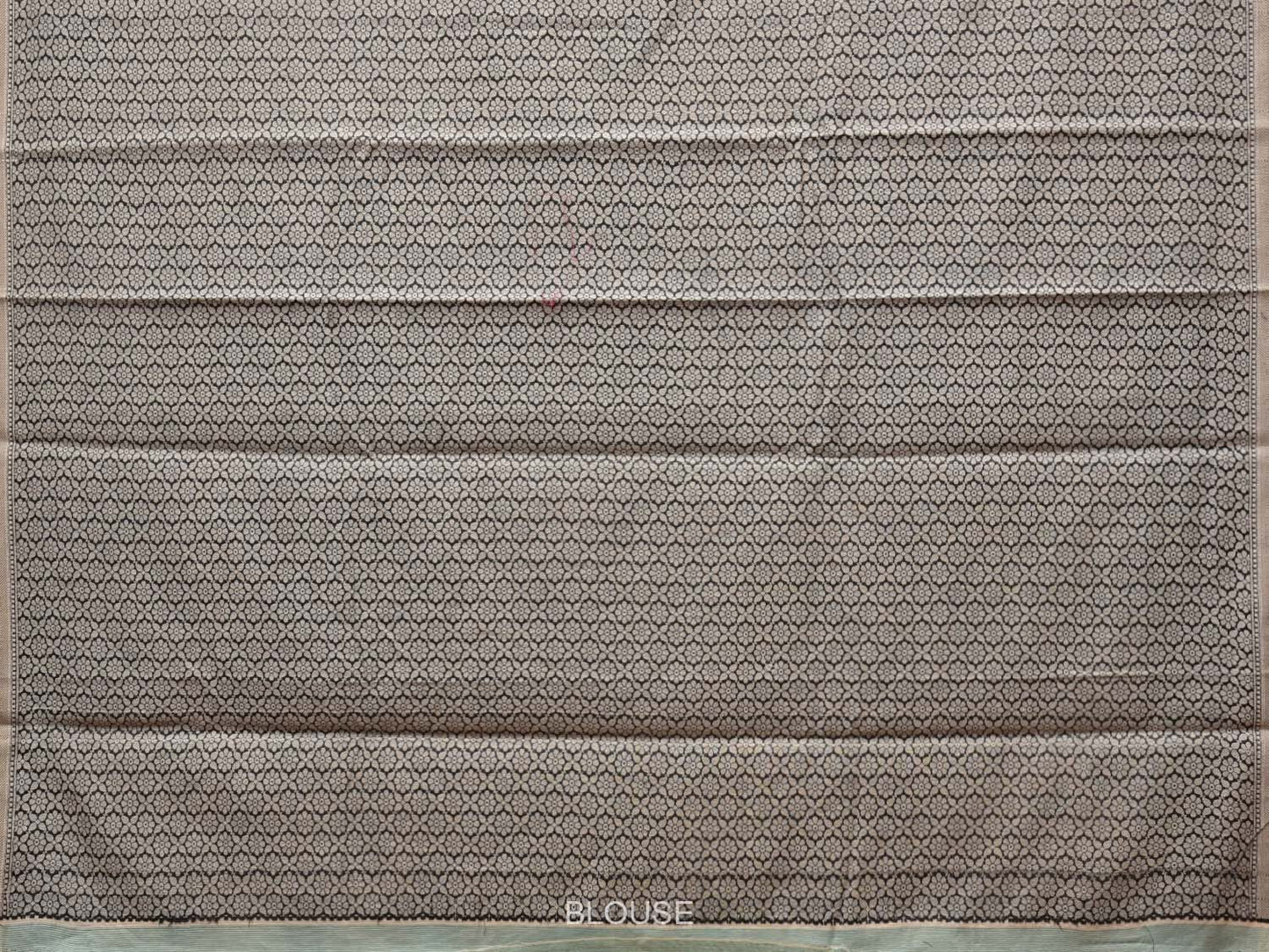 Cream and Black Cut Work Sico Cotton Saree with Body Buta and Border Design o0418