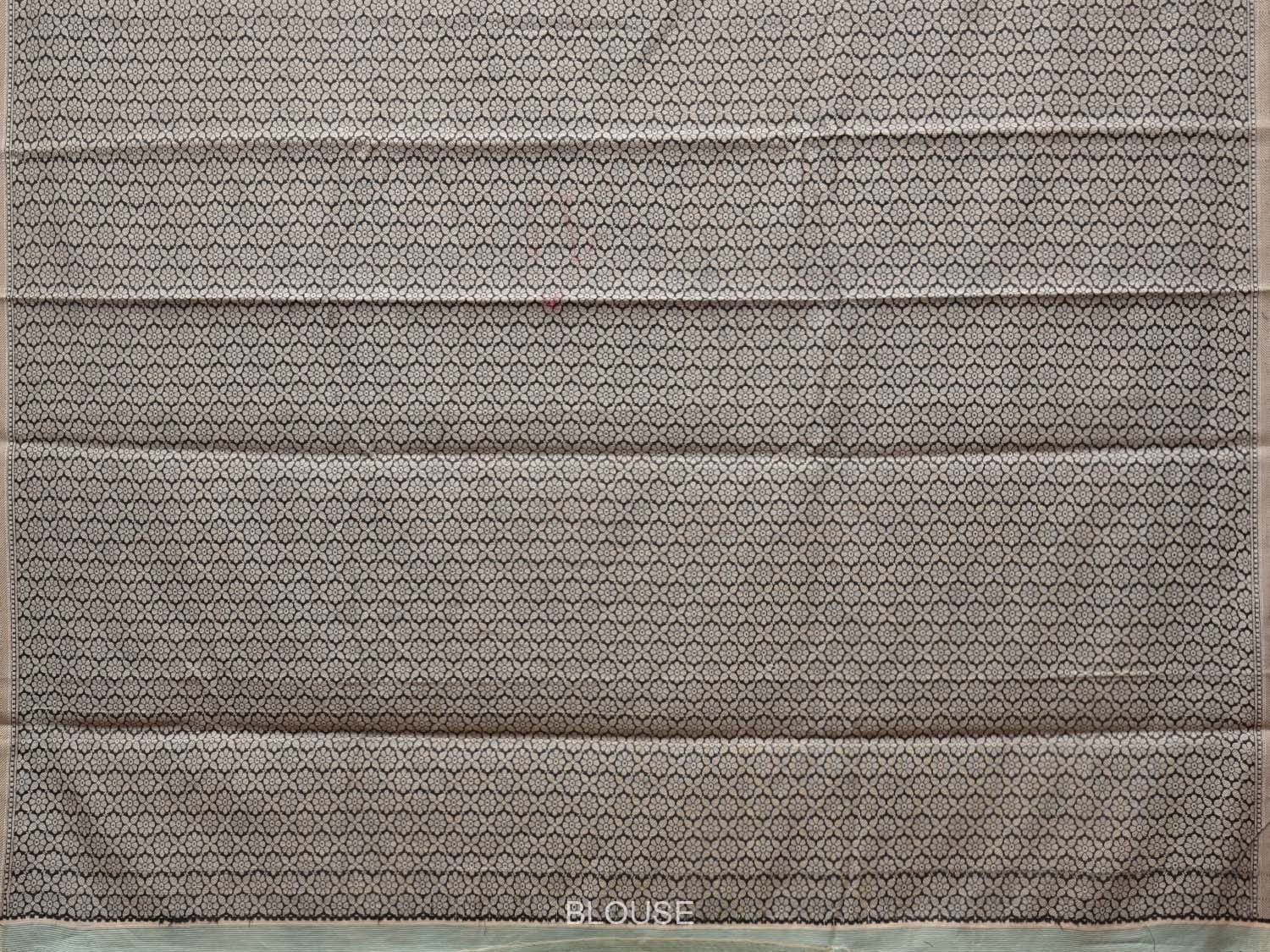 Cream and Black Cut Work Sico Cotton Saree with Body Buta and Border Design o0418