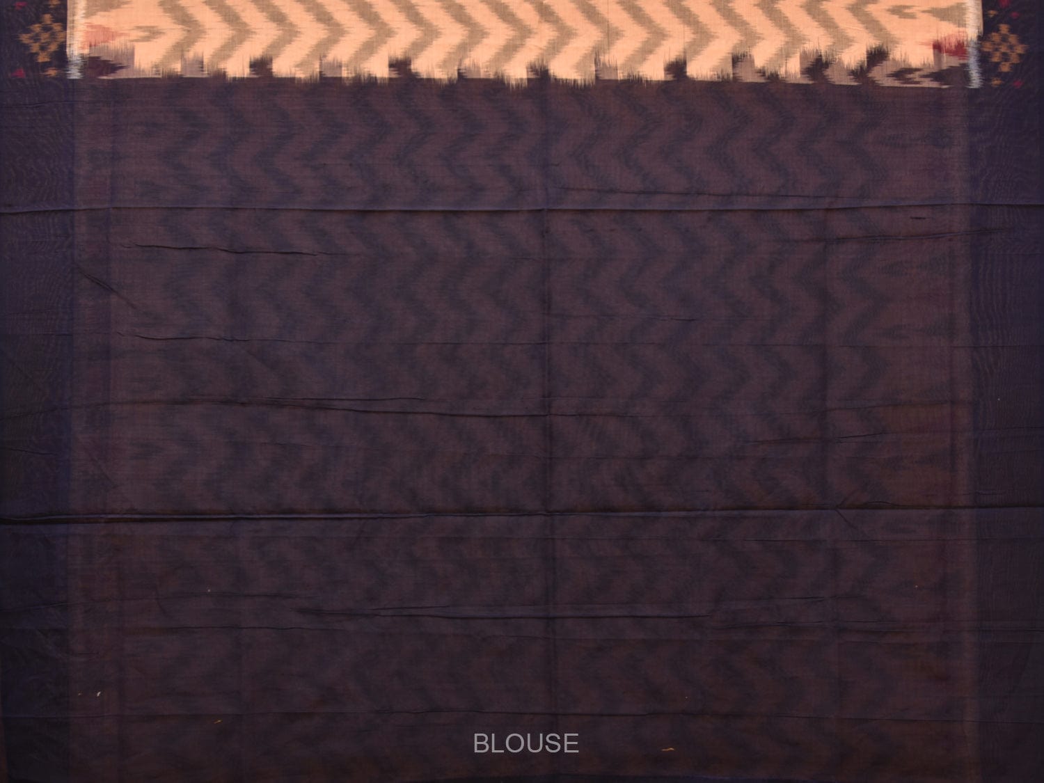 Cream and Black Pochampally Ikat Cotton Handloom Saree with Zig-Zag Design i0793