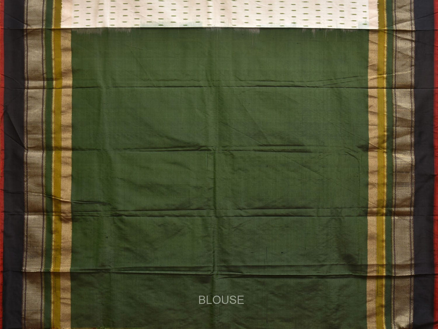 Cream and Black Pochampally Ikat Silk Handloom Saree with Body Buta Design i0859