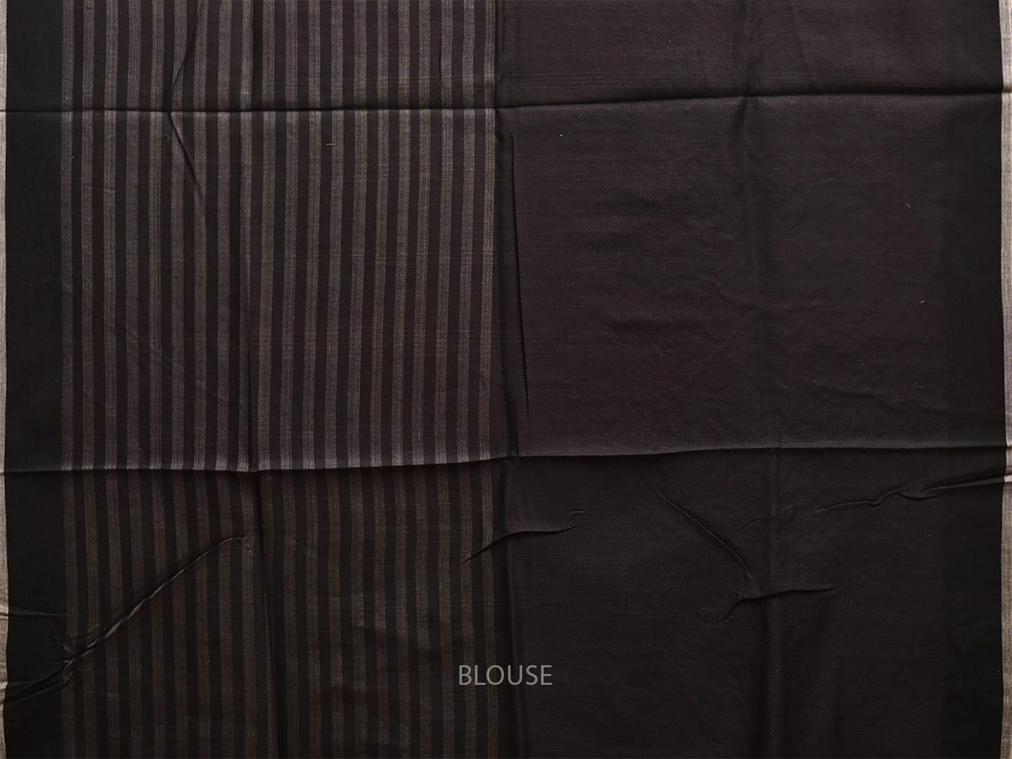 Cream and Black Tussar Saree with Strips Body and Pallu Design o0552