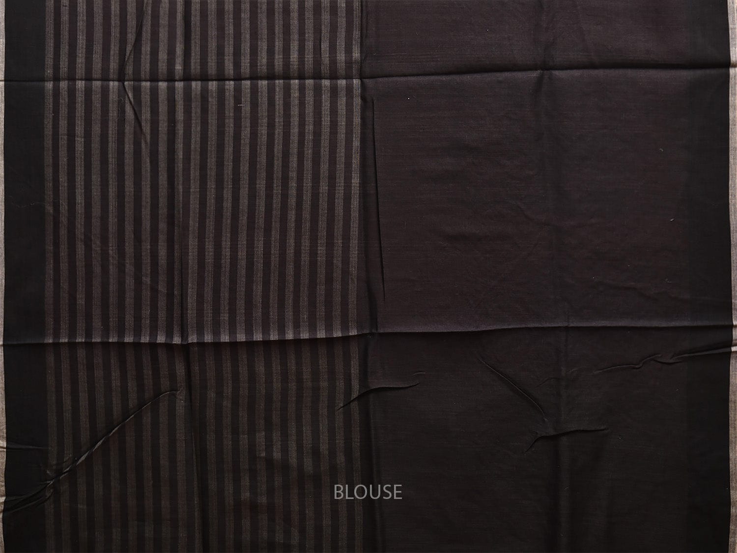 Cream and Black Tussar Saree with Strips Body and Pallu Design o0552