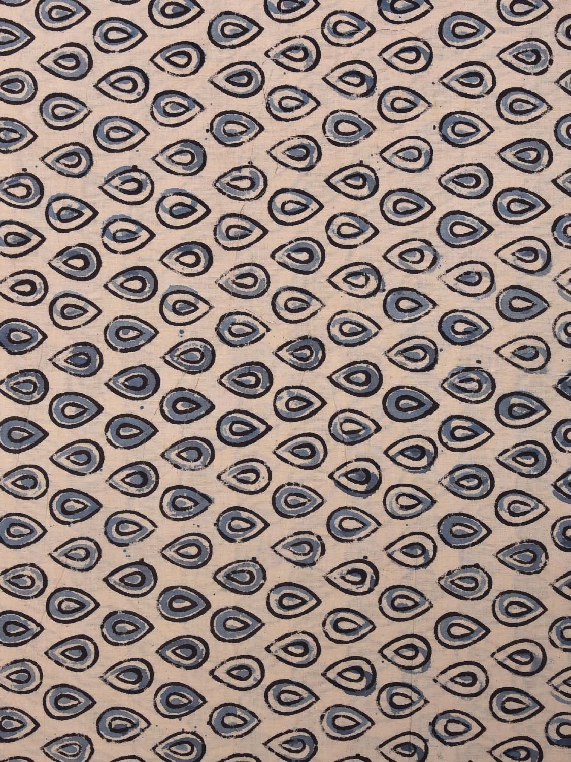 Cream and Blue Kalamkari Block Print Cotton Blouse with Small Buta Design Length 1mt Width 44 Inches BL0129