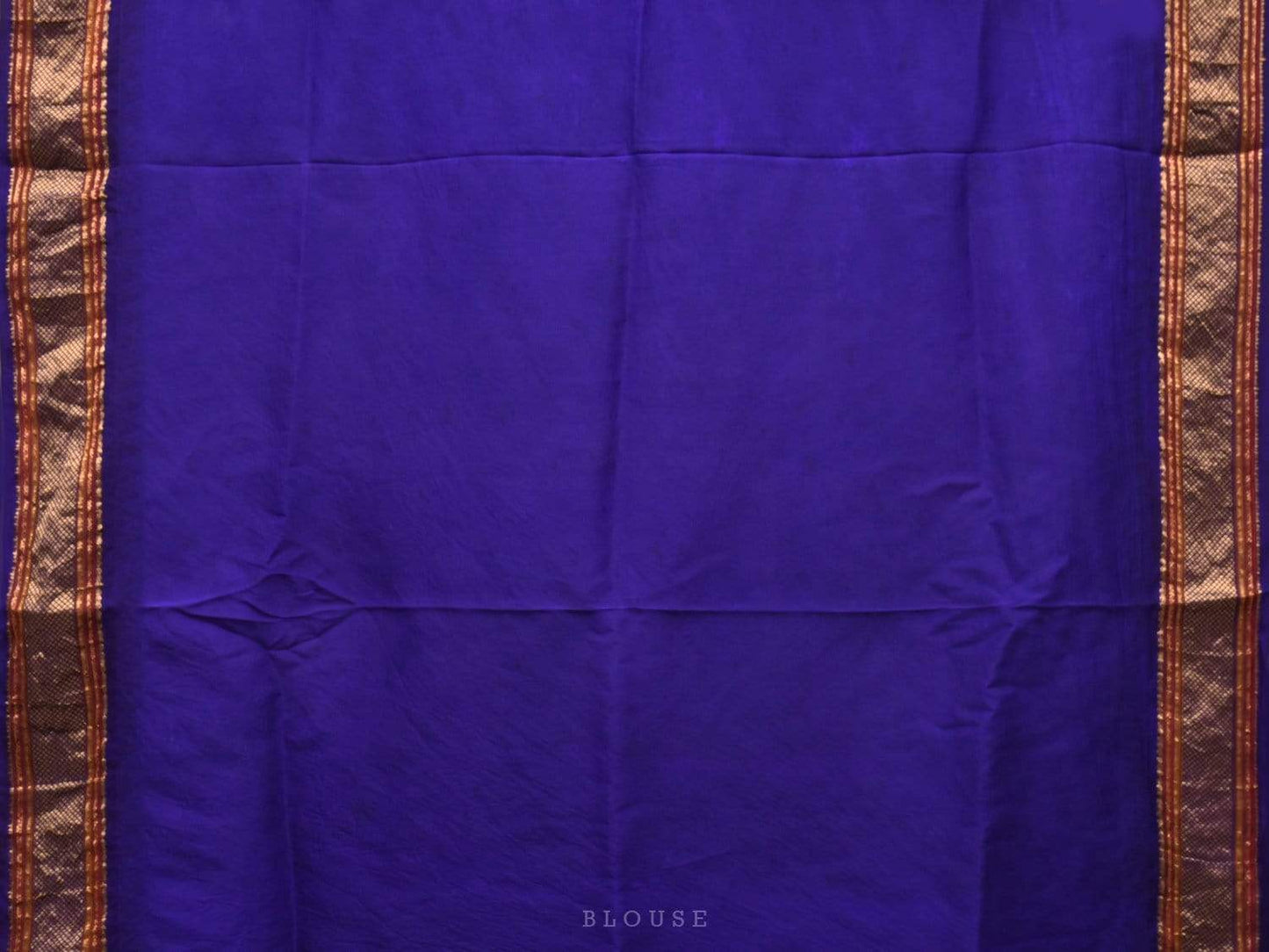 Cream and Dark Blue Kalamkari Hand Painted Kanchipuram Silk Handloom Saree with Big Floral Design KL0503