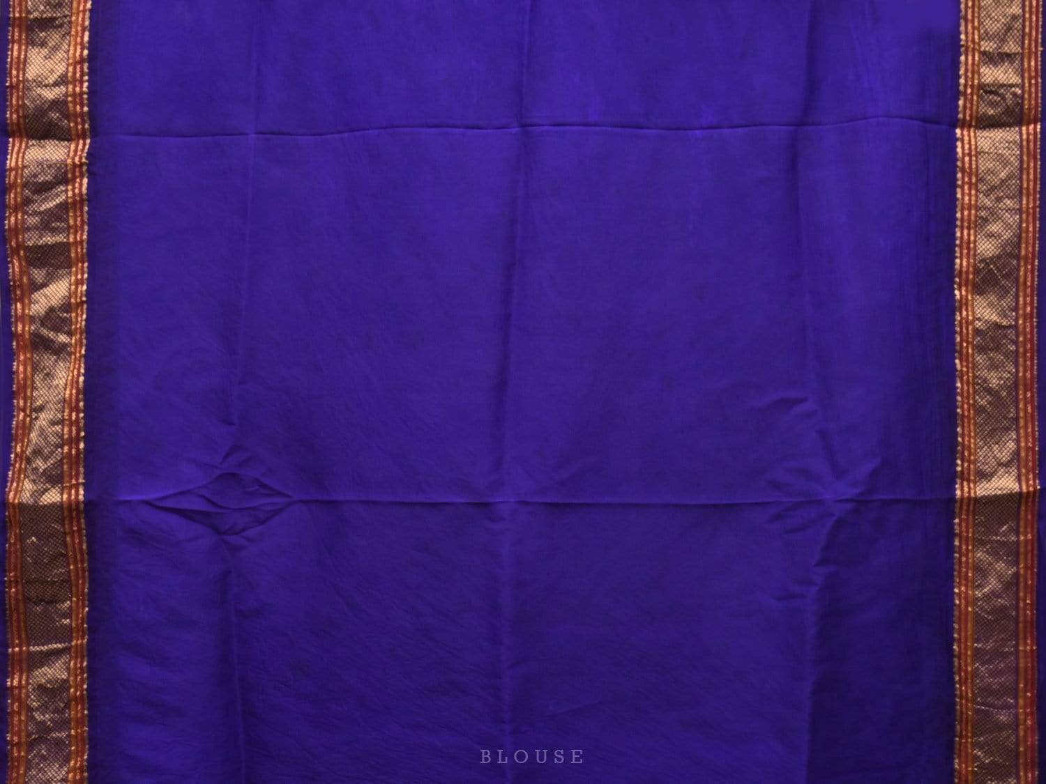 Cream and Dark Blue Kalamkari Hand Painted Kanchipuram Silk Handloom Saree with Big Floral Design KL0503