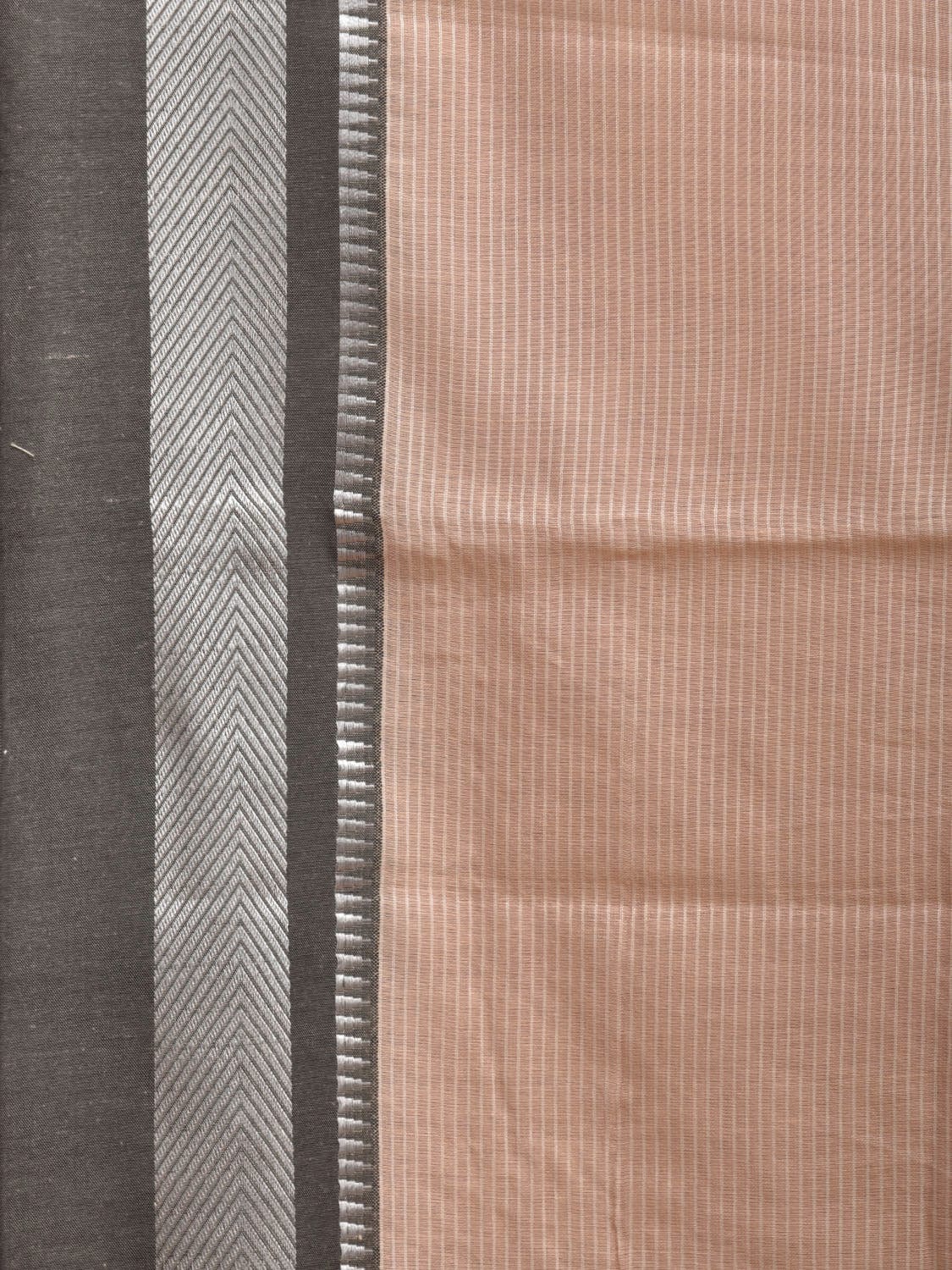 Cream and Grey Bamboo Cotton Saree with Strips Design No Blouse bc0319