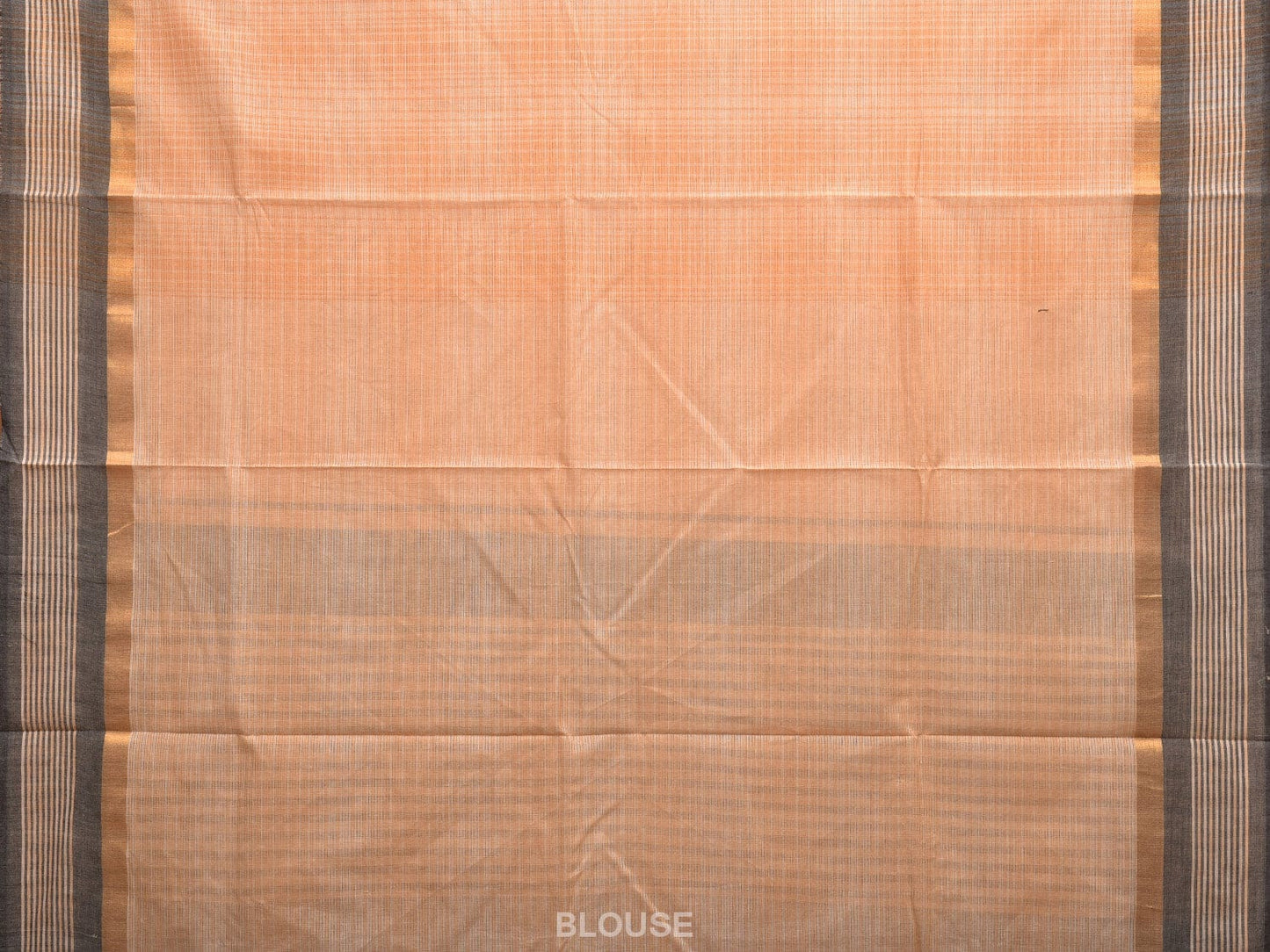 Cream and Grey Cotton Saree with Strips Border and Pallu Design o0460