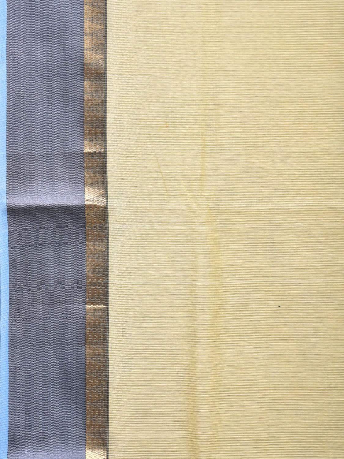 Cream and Grey Maheshwari Cotton Silk Handloom Saree with Pallu Design m0136