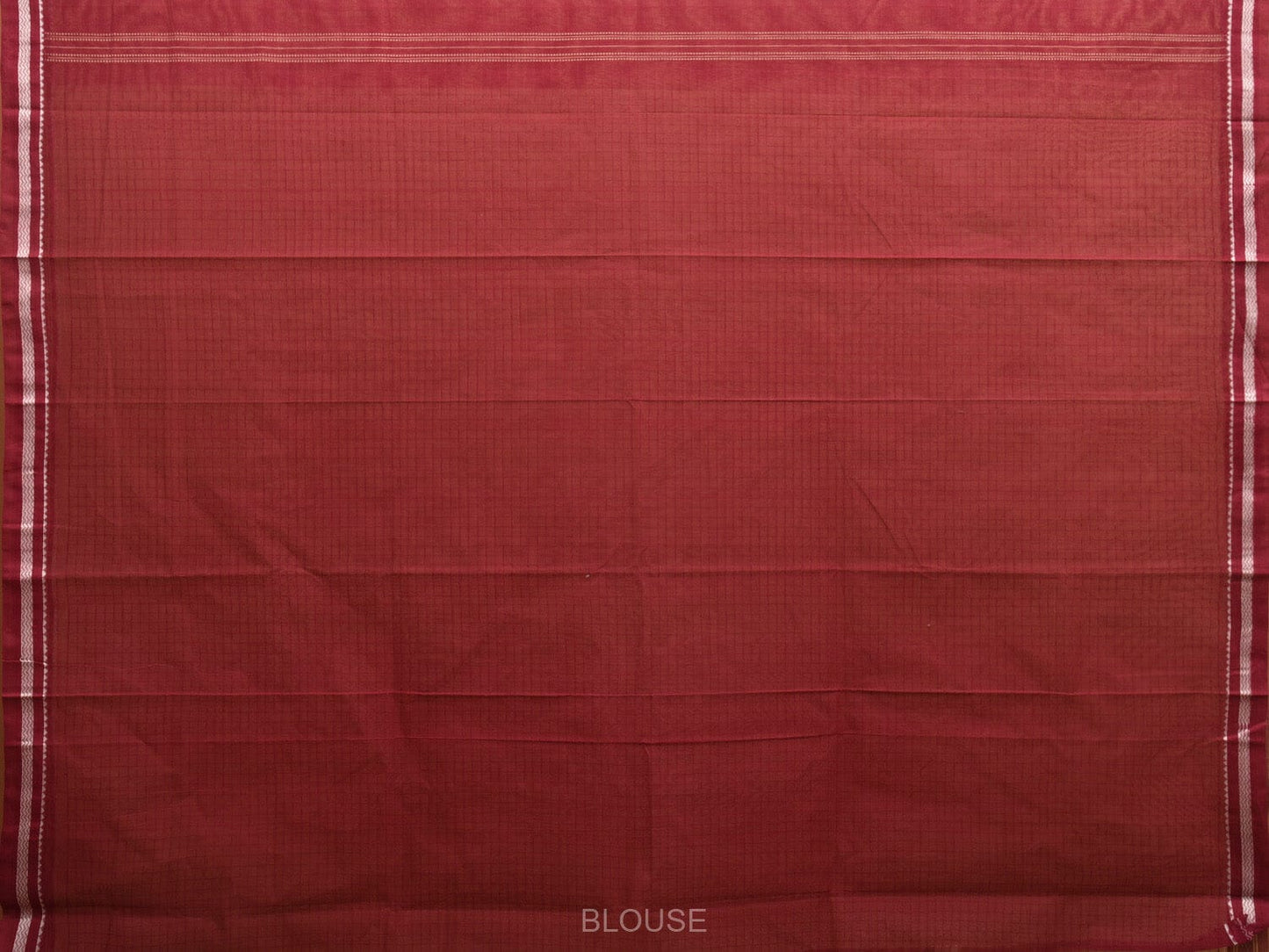 Cream and Maroon Kanchipuram Cotton Handloom Saree with Checks Design k0565