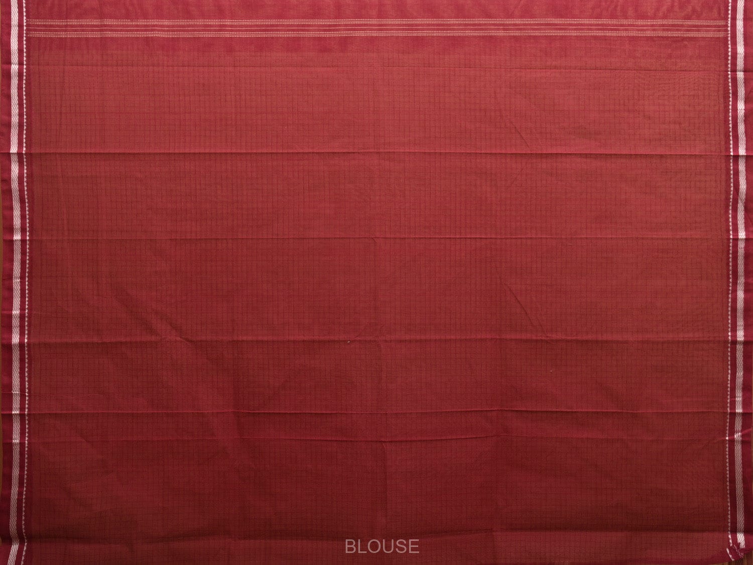 Cream and Maroon Kanchipuram Cotton Handloom Saree with Checks Design k0565
