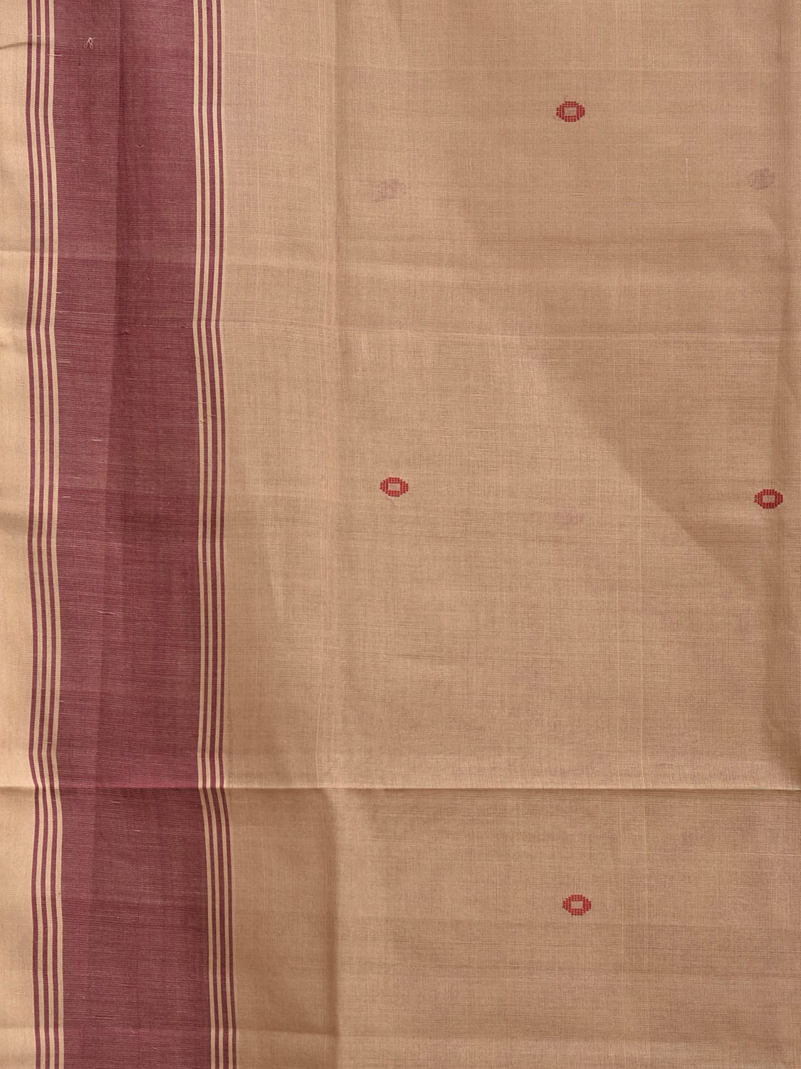 Cream and Maroon Venkatagiri Cotton Saree with Contrast Pallu Design v0133