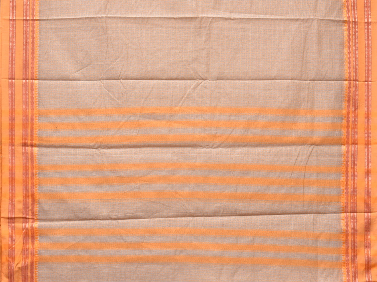 Cream and Mustard Bamboo Cotton Saree with Checks Design No Blouse bc0161