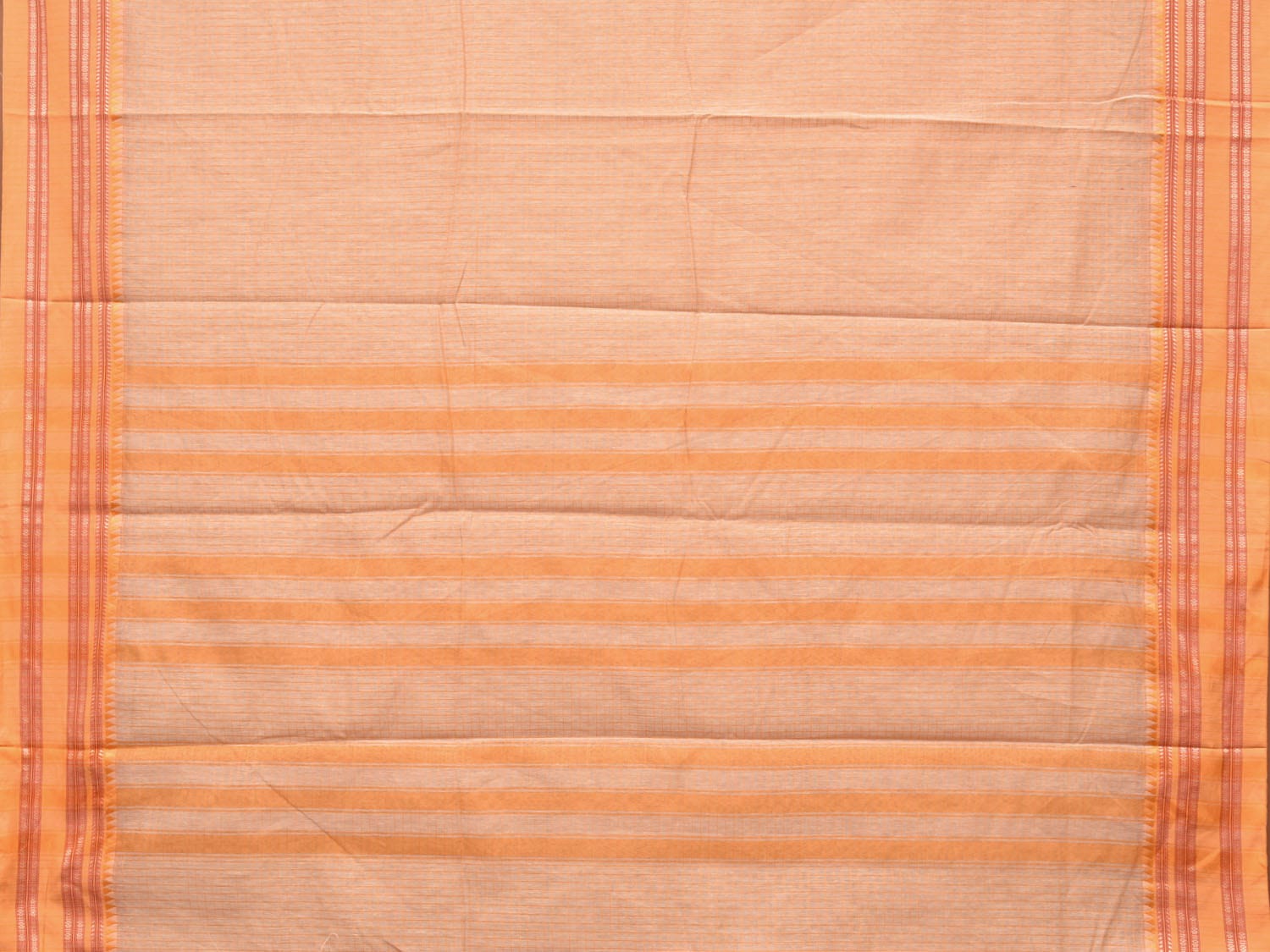 Cream and Mustard Bamboo Cotton Saree with Checks Design No Blouse bc0168