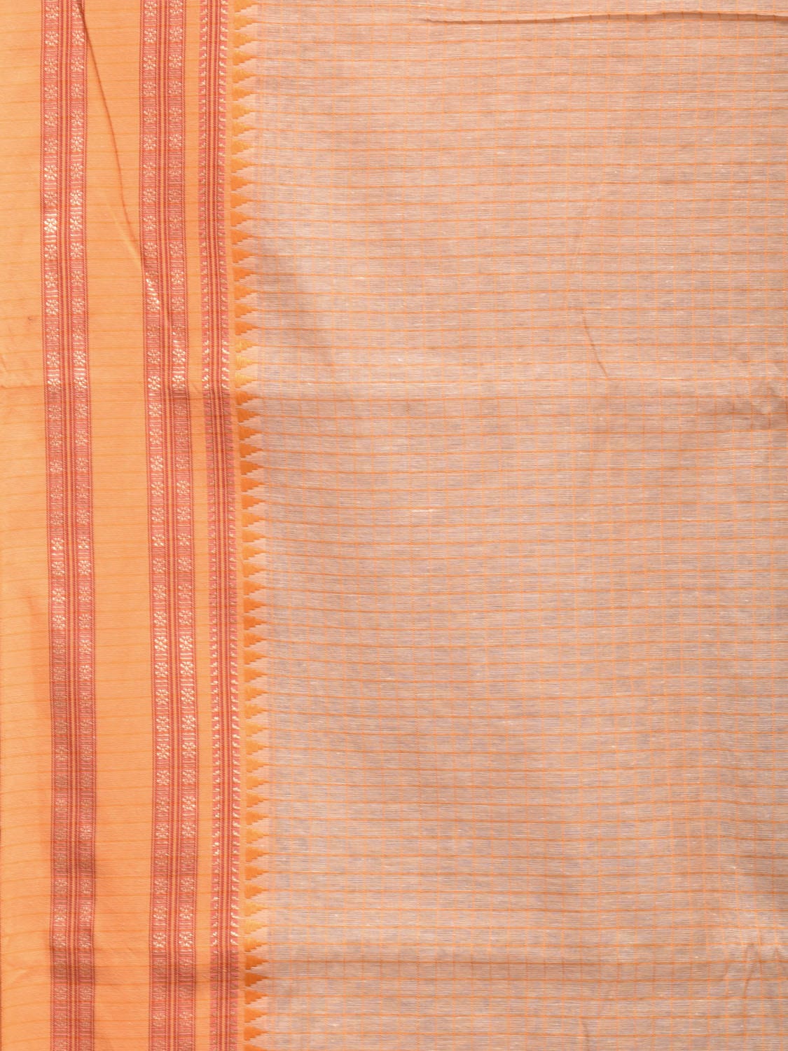 Cream and Mustard Bamboo Cotton Saree with Checks Design No Blouse bc0168