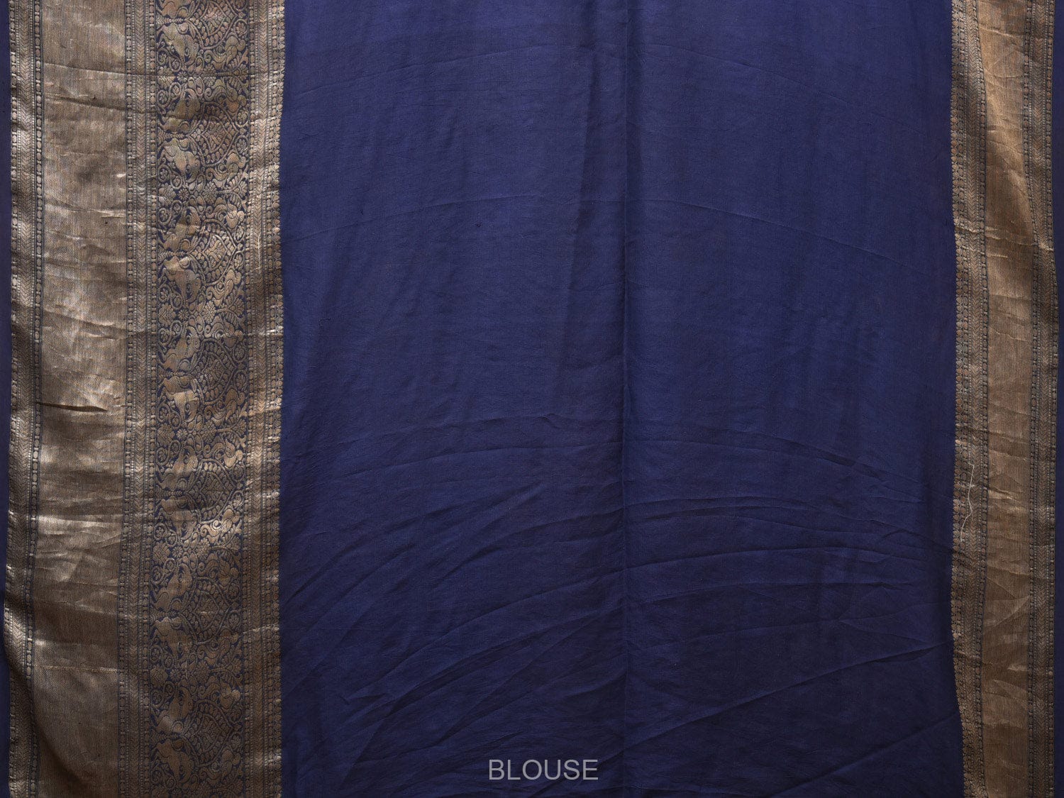 Cream and Navy Bandhani Kanchipuram Silk Handloom Saree with Kalamkari Cows Design bn0489