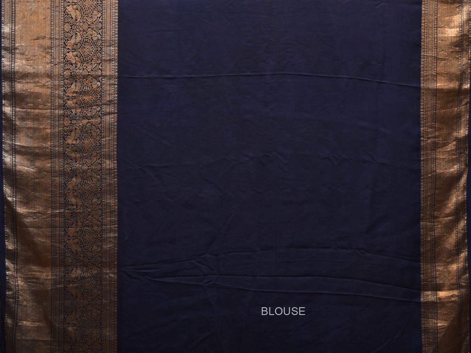 Cream and Navy Kalamkari Hand Painted Kanchipuram Silk Handloom Saree with Peacocks and Floral Design KL0702