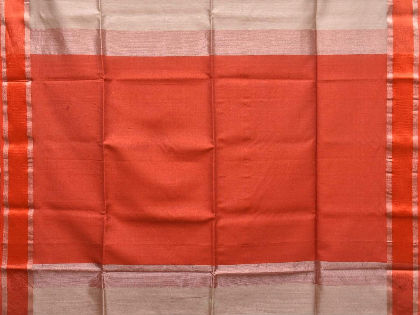 Cream and Orange Maheshwari Cotton Silk Handloom Saree with Contrast Pallu Design m0135